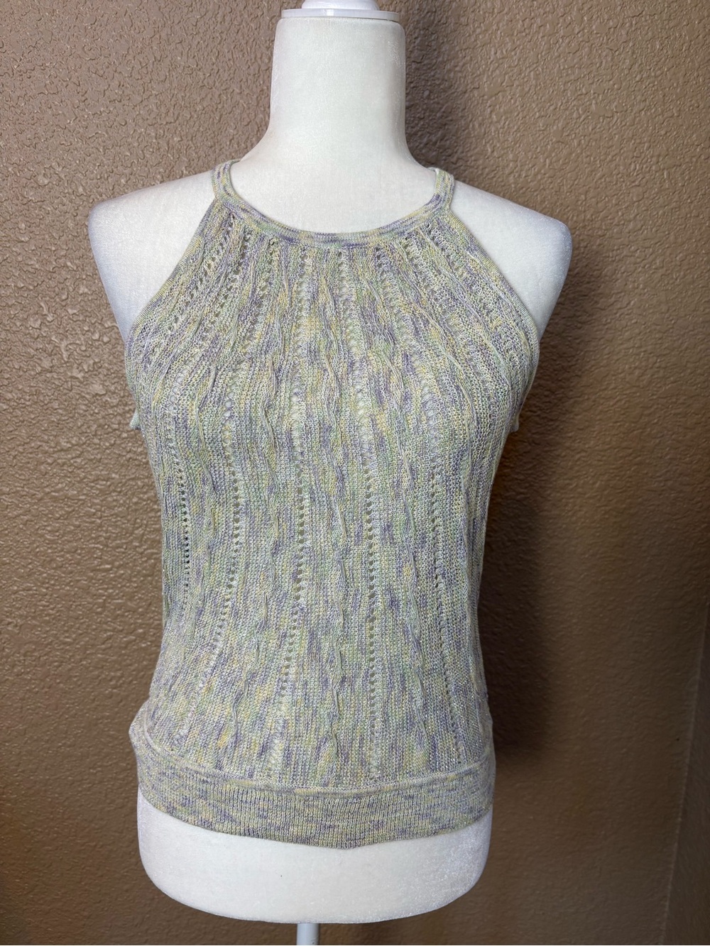 White House Black Market Multicolor Pastel Knit Halter Tank